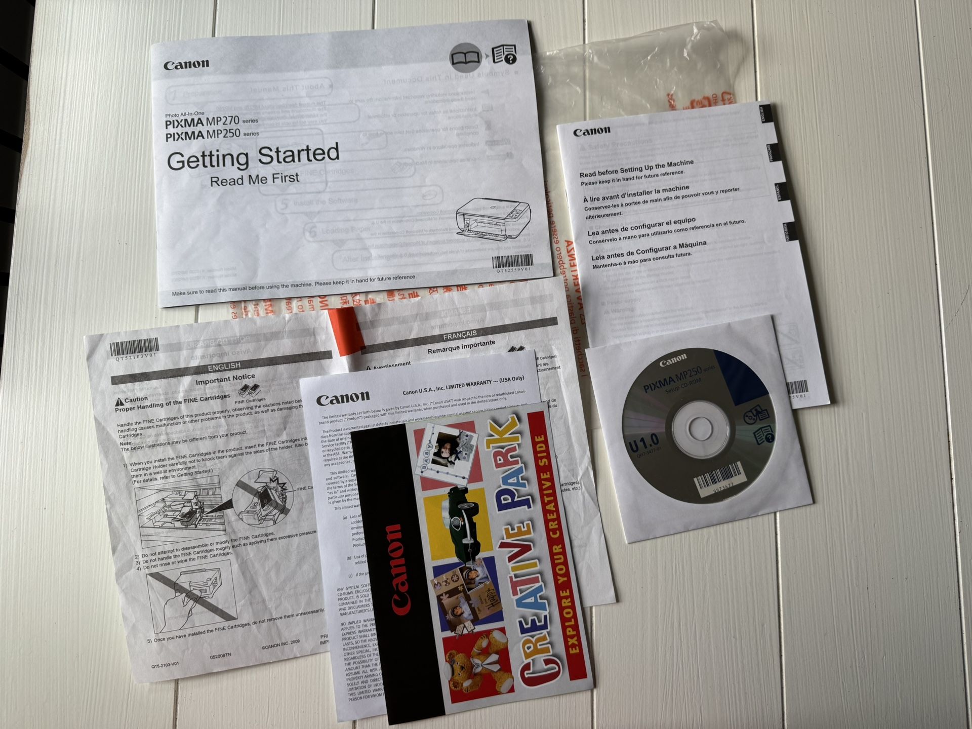 Canon Pixma MP250 Setup CD-ROM U1.0 – Driver, Software & Manuals