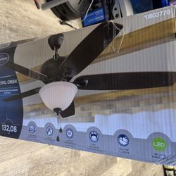 Coastal Creek 52-in Bronze w/ Toffee/cocoa Blades Ceiling Fan Pull Chain, Light, 5-blade