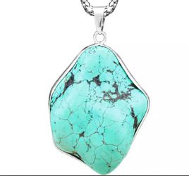 (Shipped Only) Irregular Pendant Natural Stone Turquoises Necklace