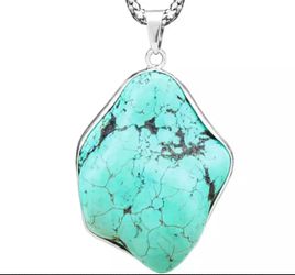 (Shipped Only) Irregular Pendant Natural Stone Turquoises Necklace