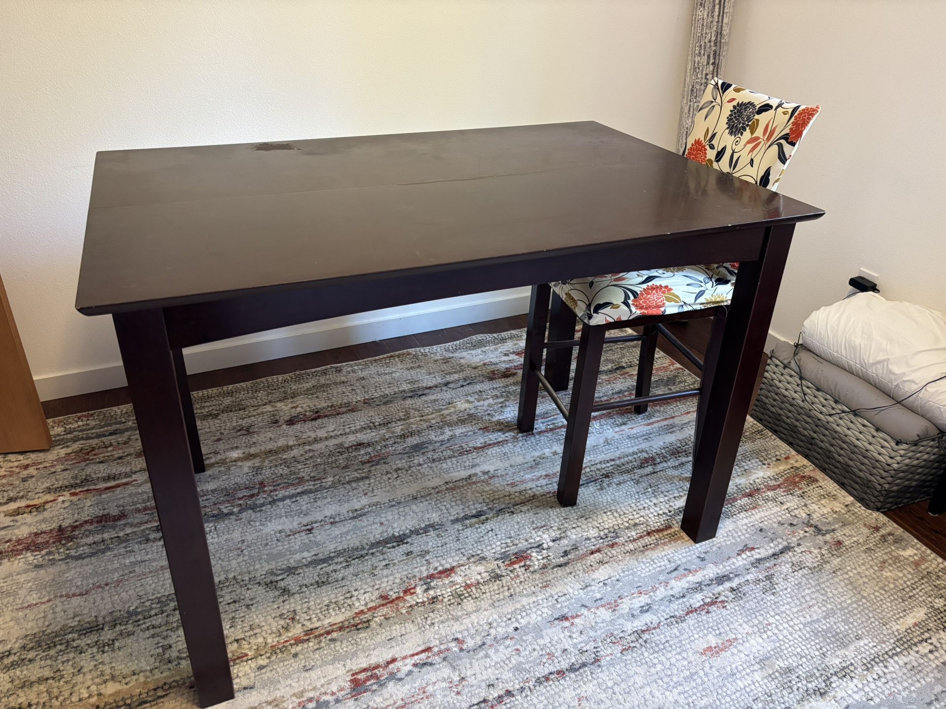 Solid Wood Counter Height Table With Five Matching Chairs