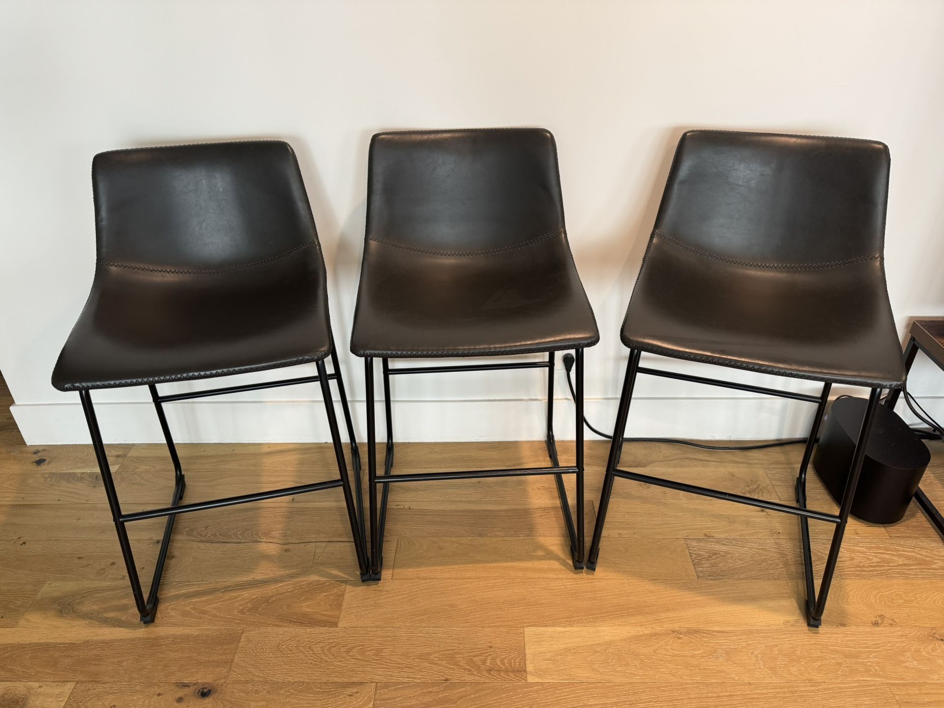 Charcoal Grey Faux Leather Counter Stools (Set of 3)