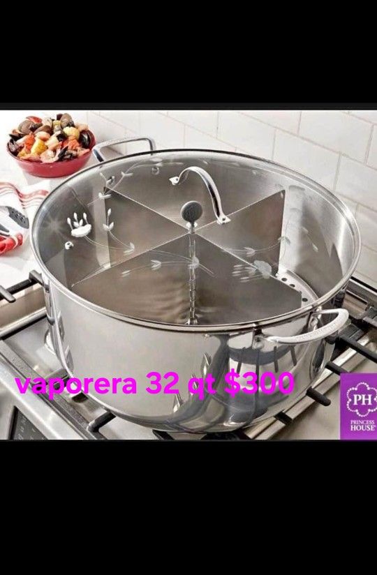Vaporera 32 Qt Princess House Con Divisor Y Parrilla