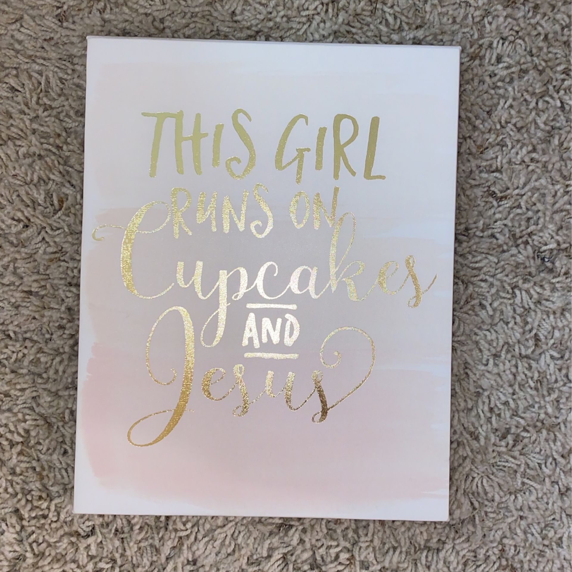 this girl runs on cupcakes and jesus wall sign