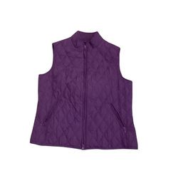 Relativity Puffer Vest Size Kid Girls Medium Lightweight Quilted Sleeveless Purple Plum zip-up front 