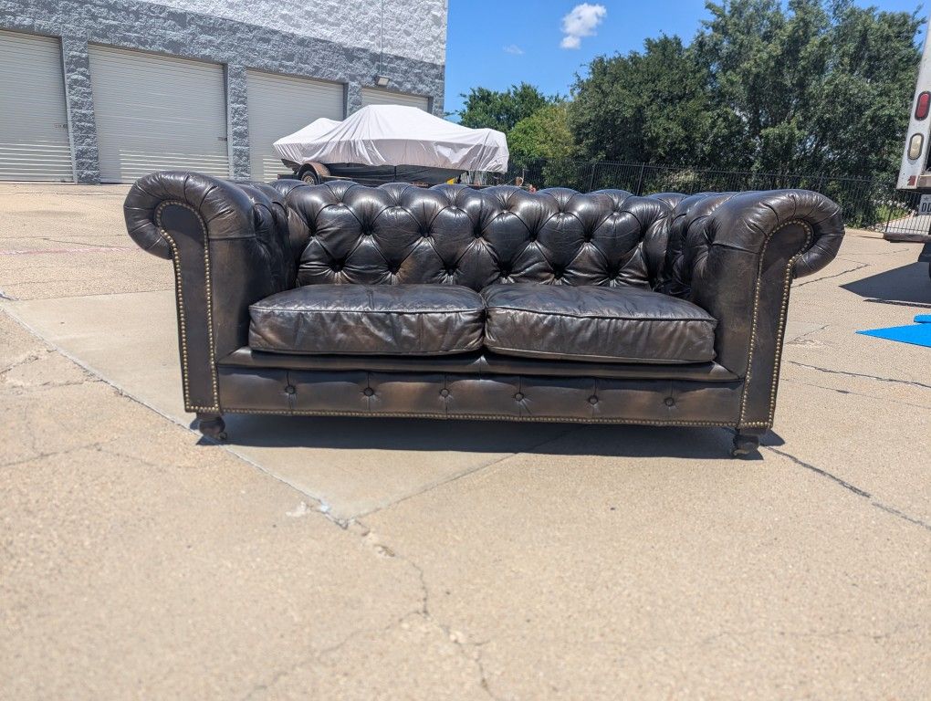 Leather Chesterfield Loveseat By Restoration Hardware
