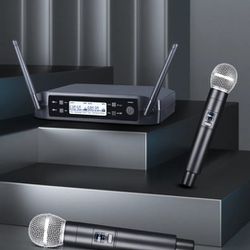 New In Box Dual Uhf Microphone Set For Band Dj Kj Karaoke Like Shure Thumbnail