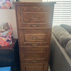 Vintage solid oak file cabinet W 4 drawers- Great condition great deal!!!!