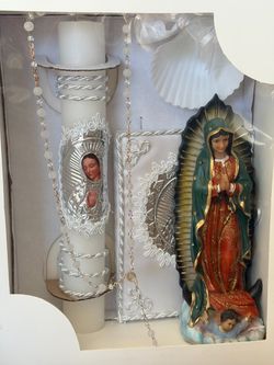 Our Lady of Guadalupe Religious Gift Set. Velas para bautizo