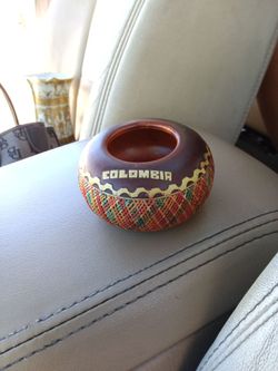 Vintage Colombia Hand Carved  Wood Souvenir Bowl