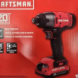 CRAFTSMAN V20 1/4 Inch Cordless Impact Driver Kit with Battery and Charger (CMCF800C1)