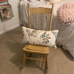 Old Rocking Chair And Pillow