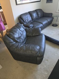 Leather Sofa BEDROOM With Chair