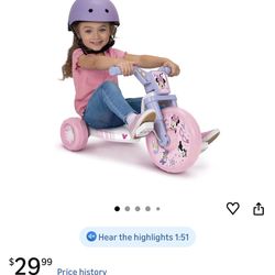 Minnie Ride-On 10" Fly Wheels Junior Cruiser Tricycle with Sounds - Toddler Bike Trike, Ages 2-4
