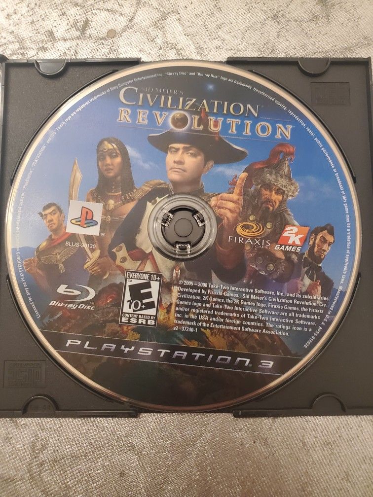 Playstation 3 PS3 Civilization Revolution Video Game, 2008 Disc Only,  No Case