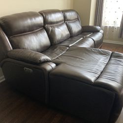 3 Pieces Power Reclining Leather Sofa Set 