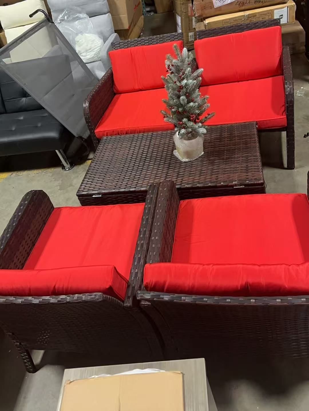 7 Pieces Patio Rattan Furniture Set