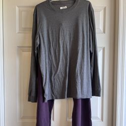 UGG XL Fleece Lined Dark Gray long sleeve shirt & purple long Sweatpant set