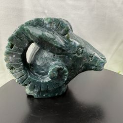 Crystal Moss Agate Ram Head