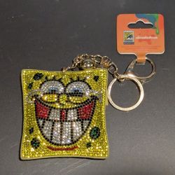 Spongebob SDCC 2025 Exclusive Nickelodeon Rhinestone Tassle Bag Charm Keychain