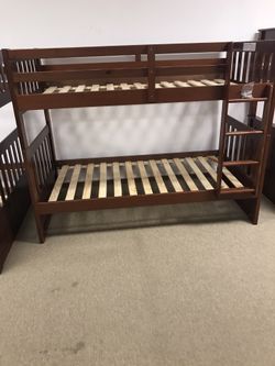 Twin over twin real wood bunk bed!