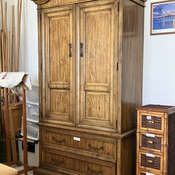 Wooden Armoire With Organization Shelves 