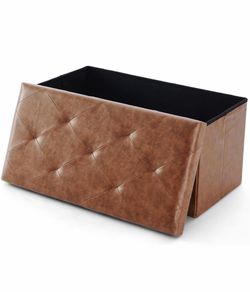 Brand New Brown Storage Ottoman Bench – Folding w/ Lid
