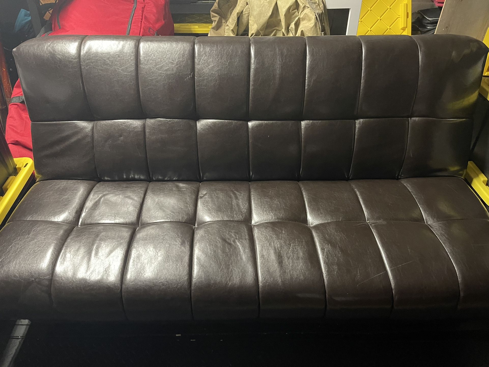 Brown Leather Futon 