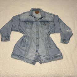 American Eagle Women Oversized Boyfriend Denim Jacket 