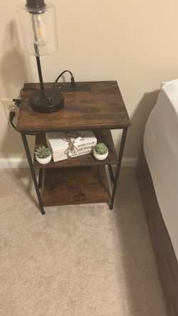 3-Tier Nightstand / End Table with USB-C & Outlets