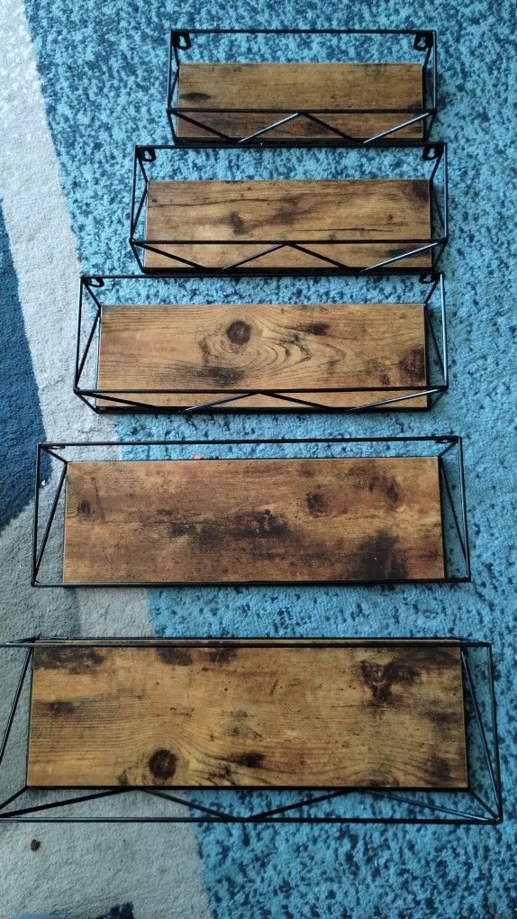 Wall Shelf 5 Pack, Black Iron Floating Wall Shelves