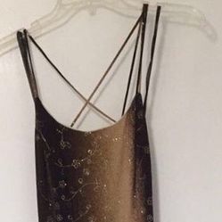 Brown and Shimmering Gold Evening Dress Size S