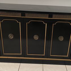 Antique 5 Door Black Buffet Cabinet 67x19x30