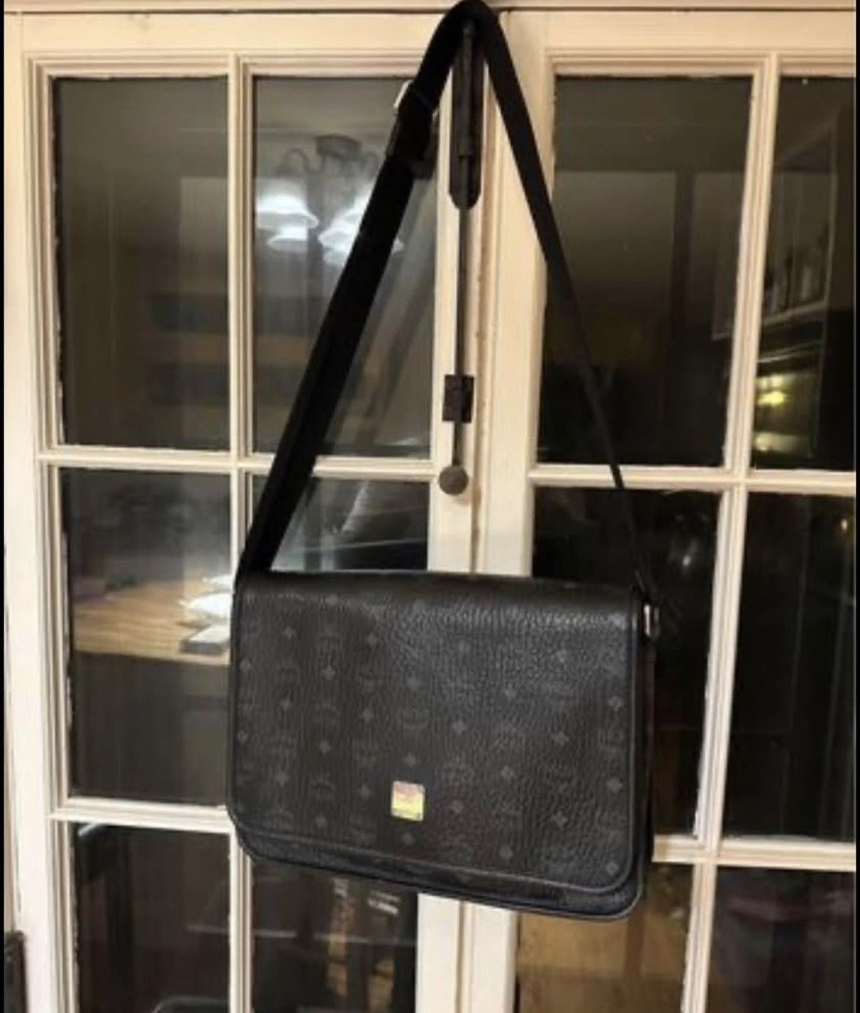 MCM Black Leather Messenger Bag β Hood Condition