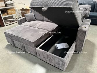 NEW Sectional Sofa and STORAGE Chaise Set Pullout Sleeper Bed Pull out Dark Grey Beige Black Fabric Adjustable Ashley IKEA Style Furniture BIG SALE