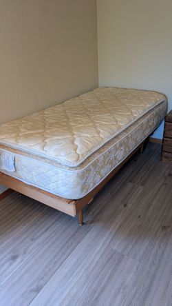 Twin Bed with Adjustable Head Section, Wood Frame, Gently Used