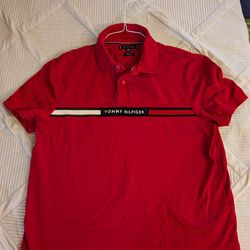 tommy hilfiger mens polo shirt red Size XL