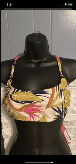 New tropical leaf colorful print tank top/ crop top bikini /bathing suit/swimwear/swimsuit size D /DD brand Xhilaration