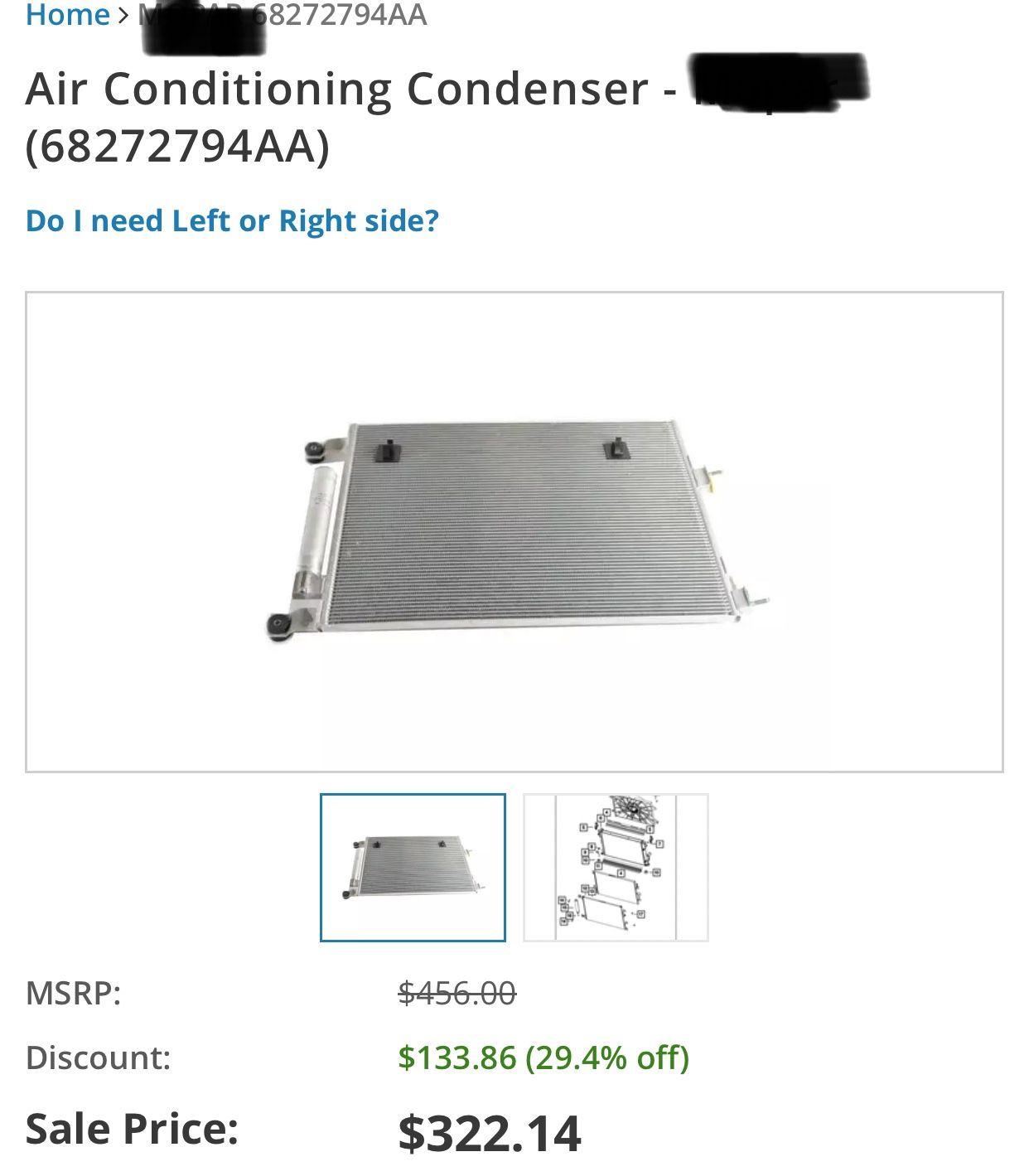2015-23 dodge Charger AC condenser