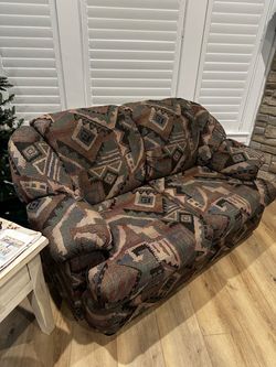 Plush Oversized Sofa & Loveseat with Southwestern Pattern