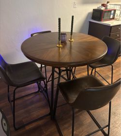 Round Bar Height Dining Table with 4 Chairs