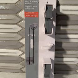 Wall Mount Mop & Broom Holder Organizer Rack With Hook Kitchen Brush Storage