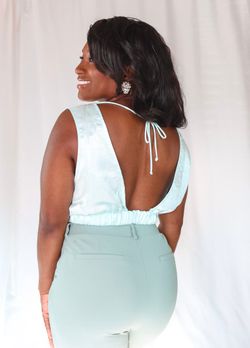 Aria | Small Blue Tie-back Sleeveless Crop Top