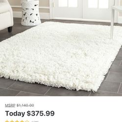 White Shag Rug 7.6x 9.6