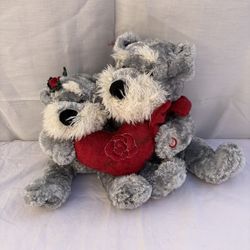 Vintage Couple Grey Schnauzer  Dog Plush Stuffed Animal Kids Of America Corp.