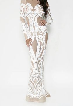 White Long maxi evening gown dress size small