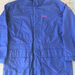 Polo Ralph Lauren Rain Jacket Navy Blue Hooded  L