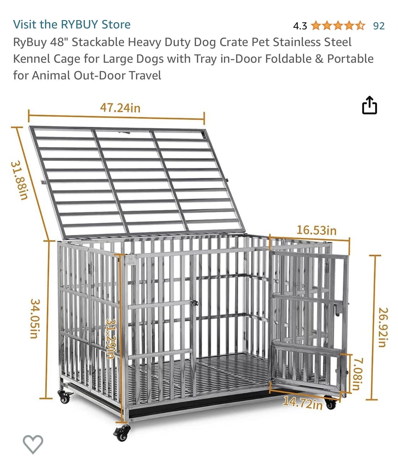 Stainless Steel XL Dog Cages
