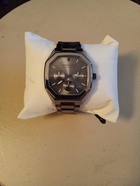 Geoffrey Beene Blue Sapphire Stainless Steel Watch New