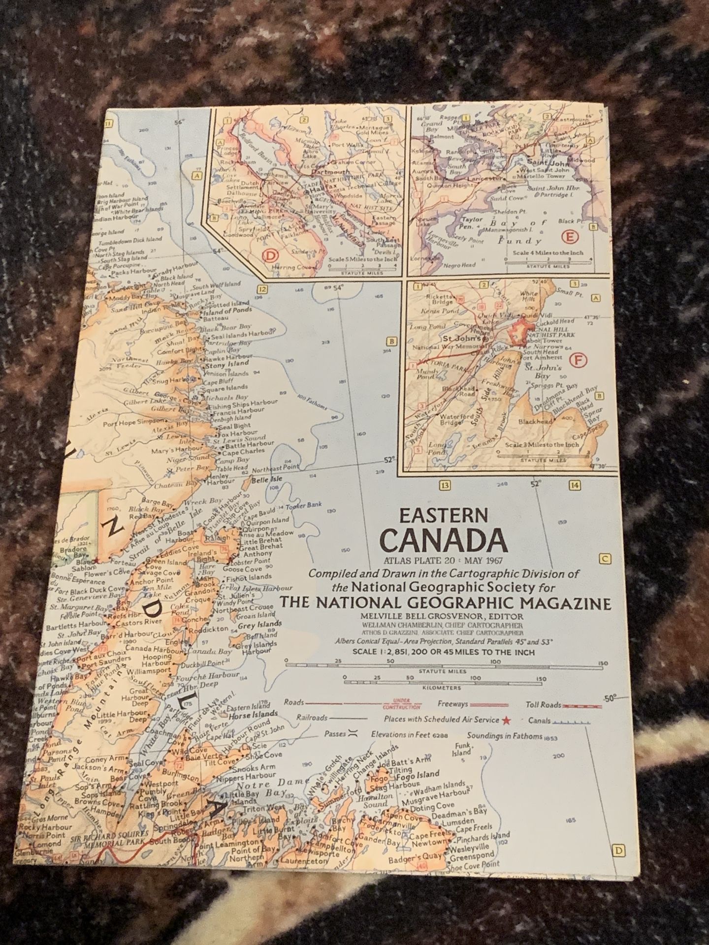Vintage May 1967 National Geographic Magazine Map Of Eastern Canada